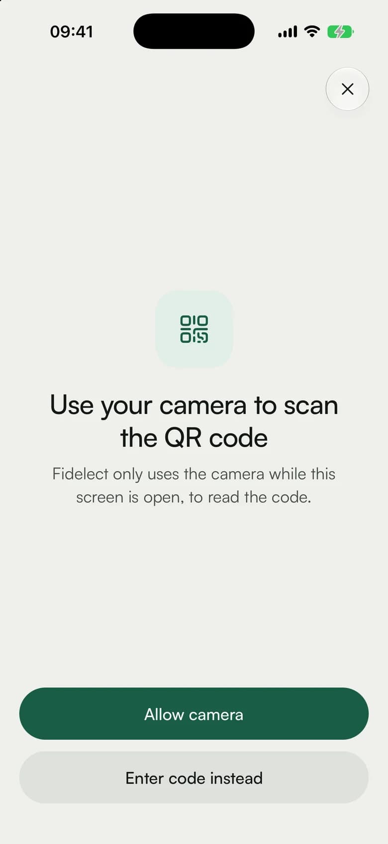 Joining a place with its code in the app
