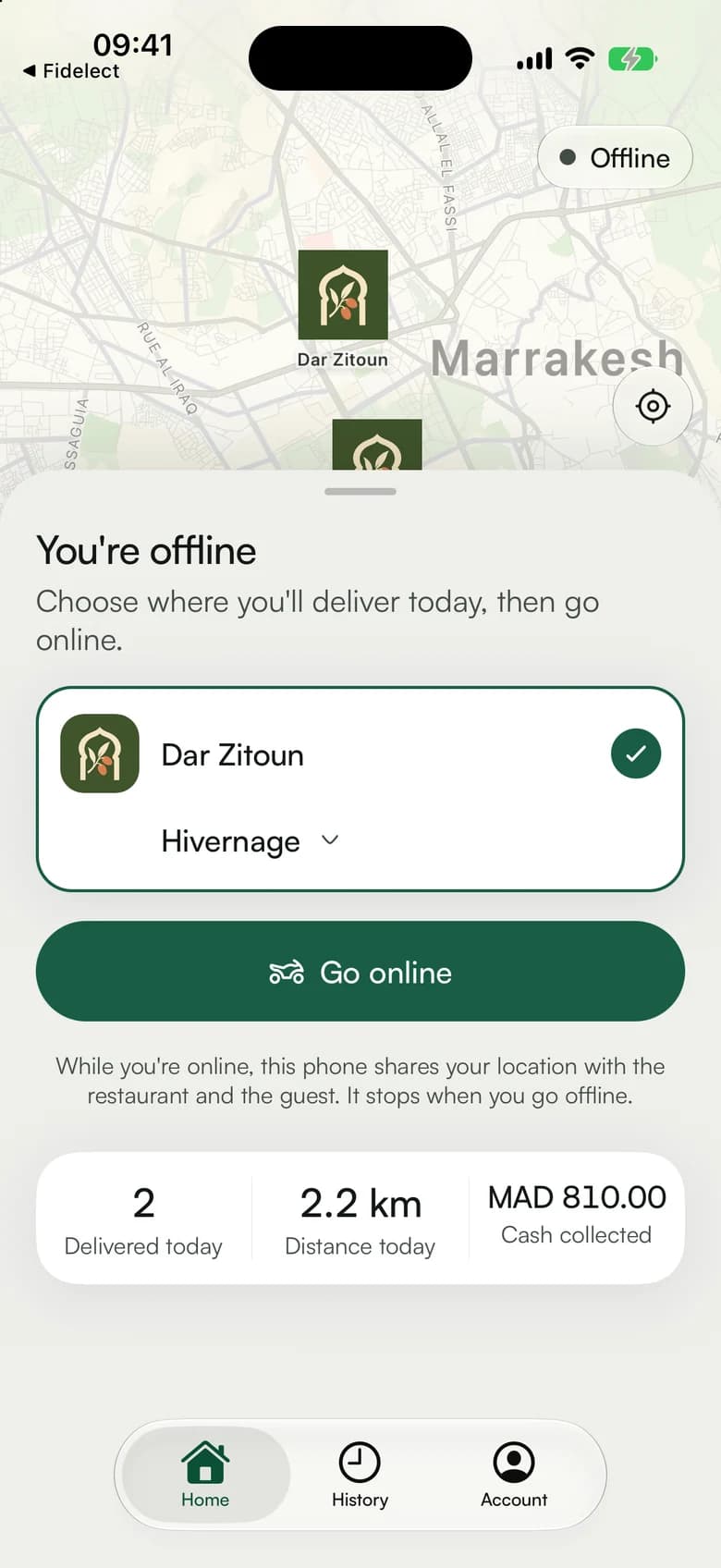 The driver's deliveries for the day