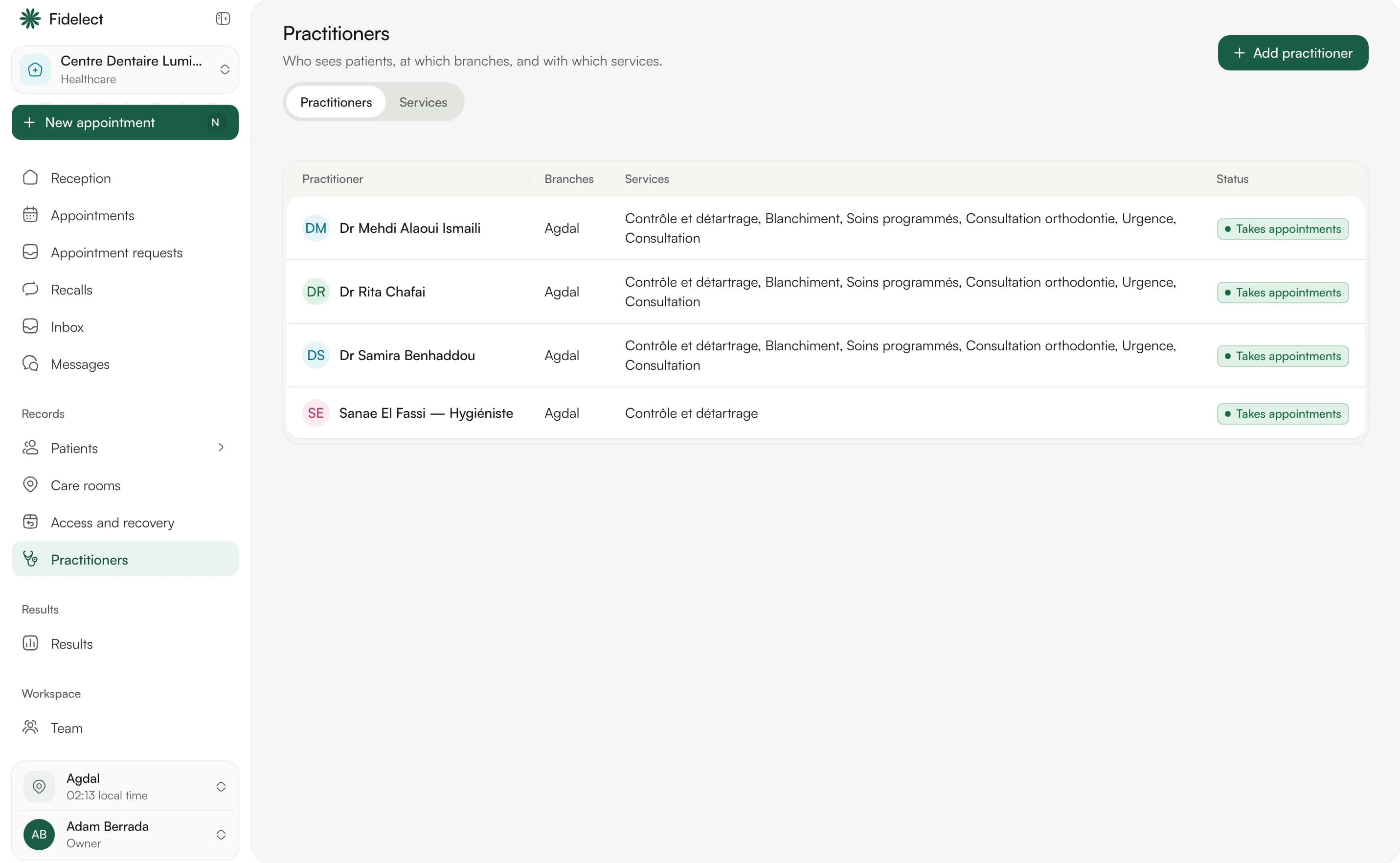 The practitioner list