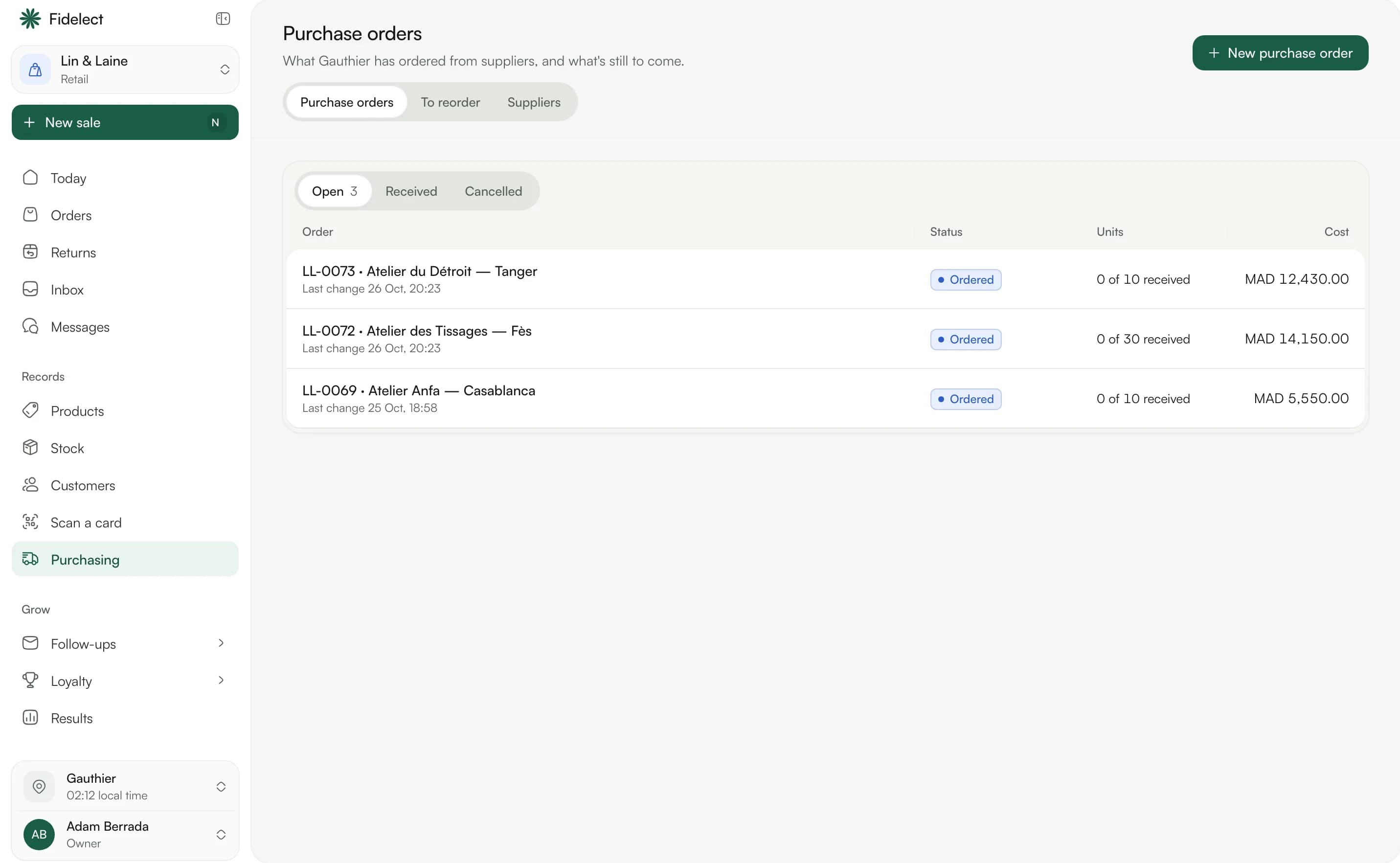 Purchase orders